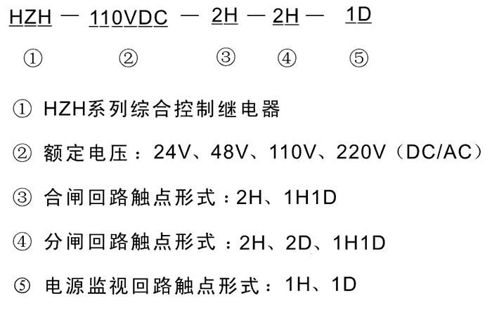 HZH-220VAC-2H-2H-1H型號(hào)及其含義